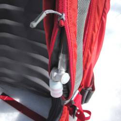 Hydration zipper in shoulder strap