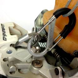 Carabiner shown attached to Dynafit